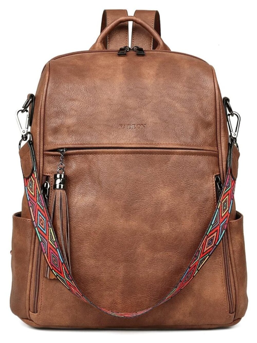 Faux Leather Convertible Backpack Purse for Women Work Travel Daypack